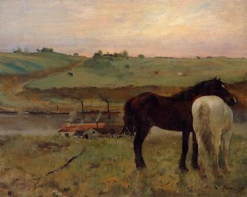 埃德加 德加 Horses in a Meadow 埃德加 德加 Horses in a Meadow